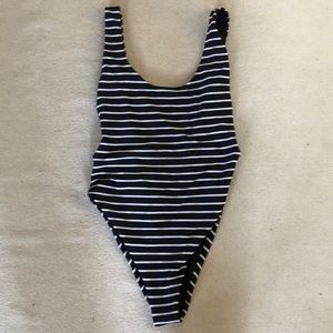 Aerie Black/White Striped One Piece